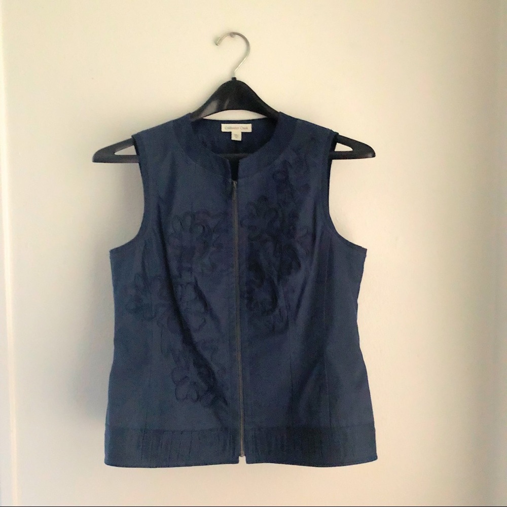 Sz M (10) Coldwater Creek Navy Blue Vest